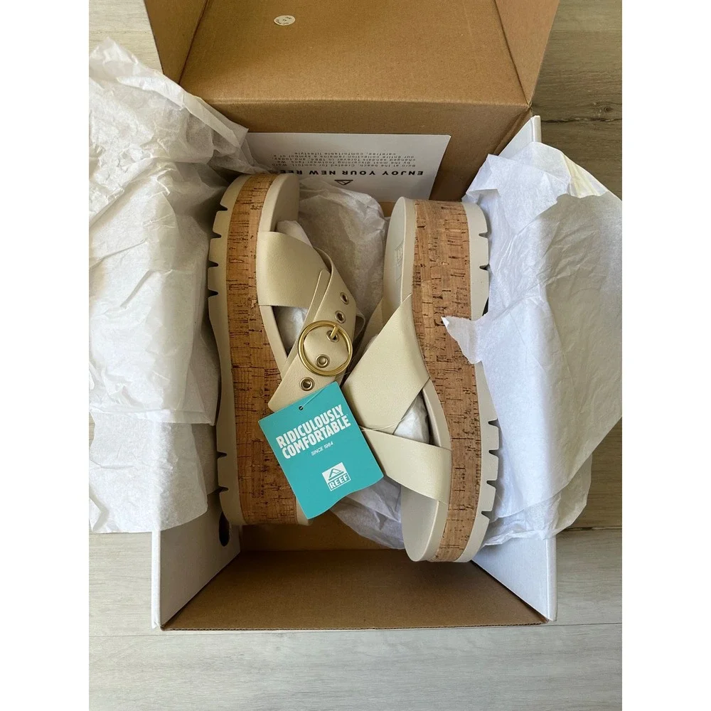 Reef Vista‎ Higher Gia Sandals Vintage Cork Cream Size 10 New With Tags